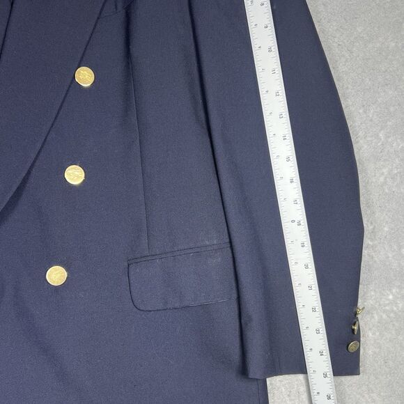 Vintage Burberrys’ Navy Blazer Pure Wool Gold Branded Buttons Jacket Mens Sz 46 - Picture 9 of 15